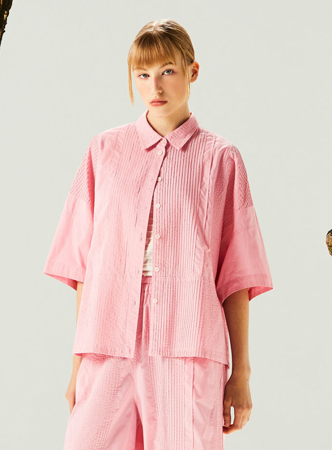 SS25 Lady Jersey S60 Blouse 1023936 , Pink เสื้อตีเกล็ด สีชมพู